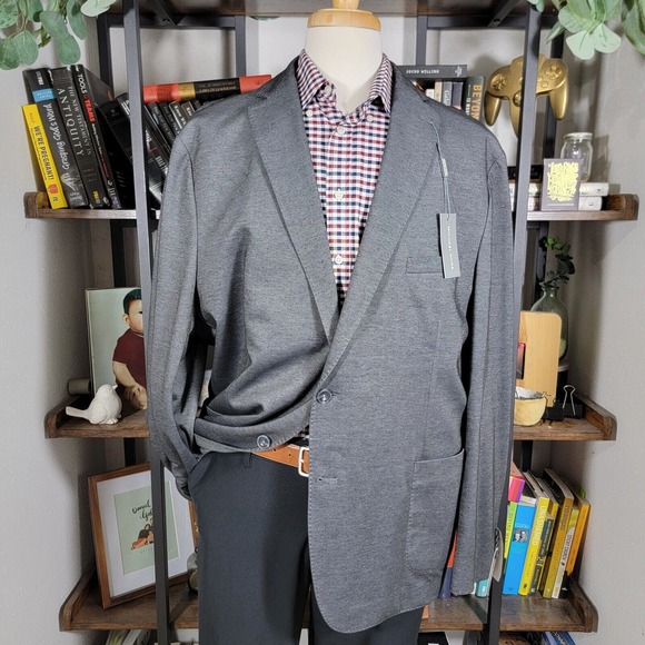Michael Kors KIMBLE Men's Unstructured‎ Blazer Charcoal Size 52R SLIM FIT NEW